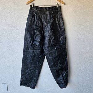 Vintage Northern Limits Black Leather Pleated 80s 90s Wide Pants Mens Size 30/32